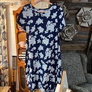 LuluRoe Floral Navy Blue Dress